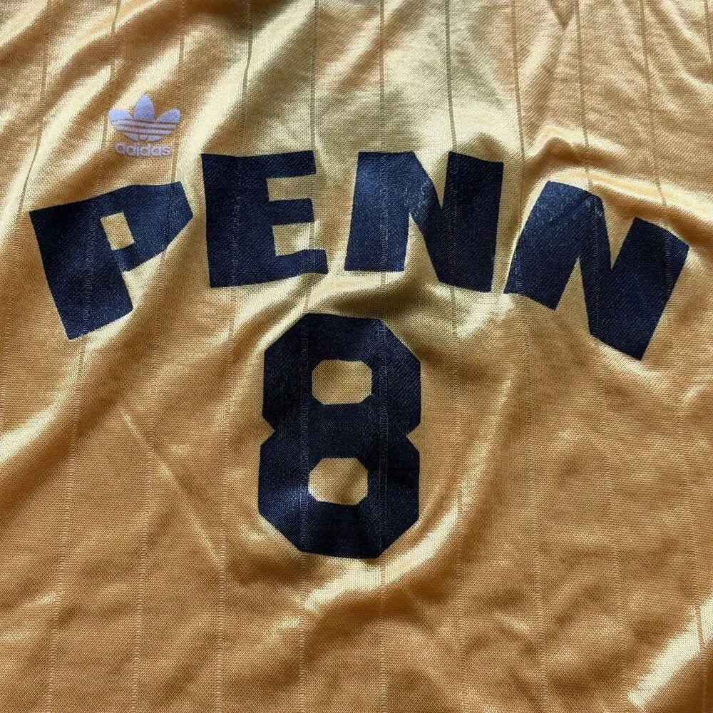 Adidas Penn #8 Futbol Soccer Jersey Men’s Large Yellow Gold Vintage USA 80s/90s